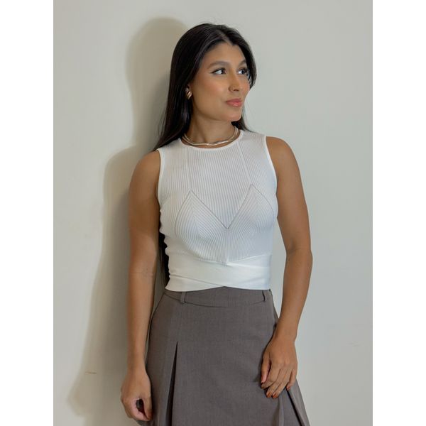 Blusa Regata Cruzada Branca