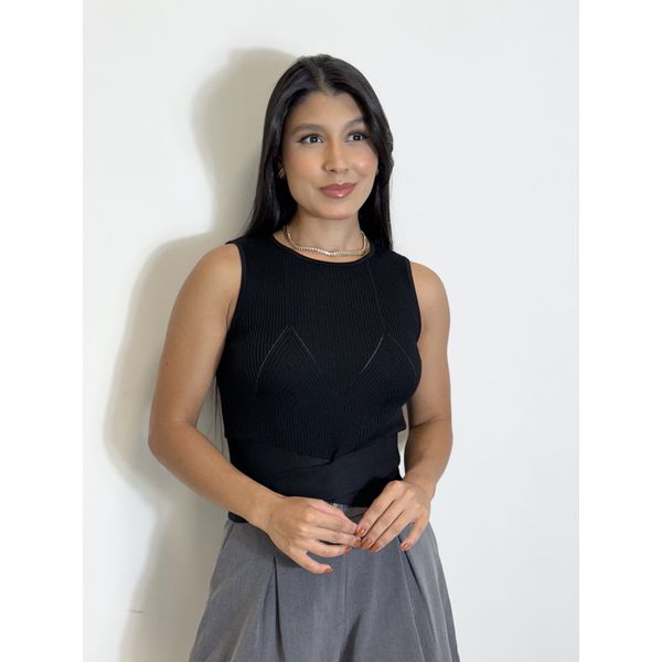 Blusa Regata Cruzada Preta