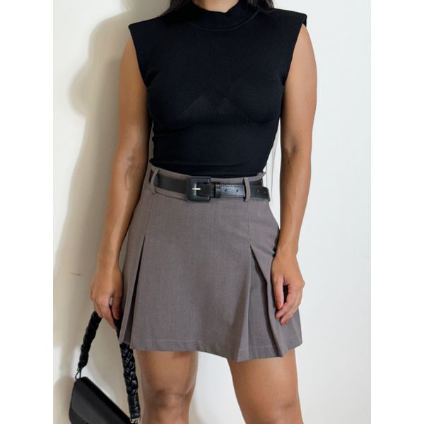 Short Saia Linho Chumbo 