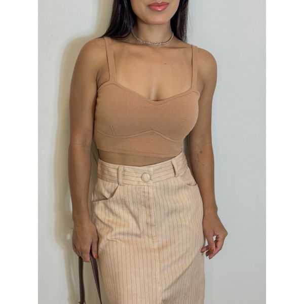 Cropped Tricot Alça Kenia Cappuccino