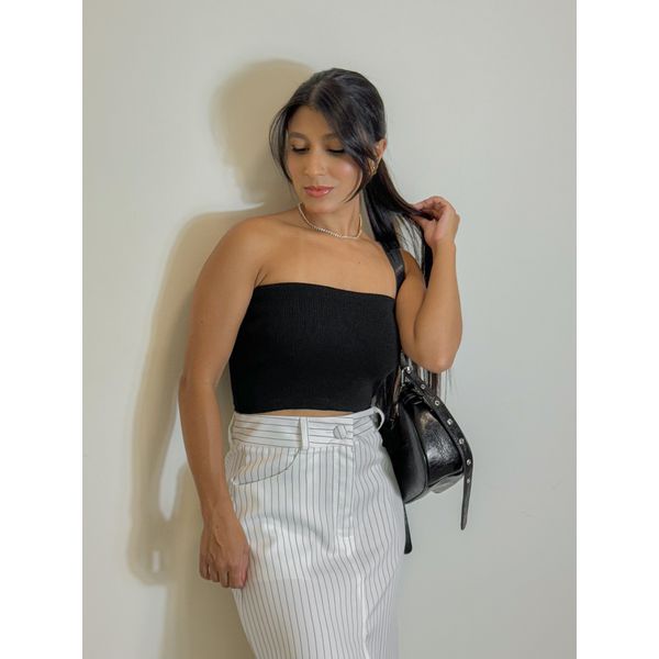 Cropped Tricot Faixa Preto