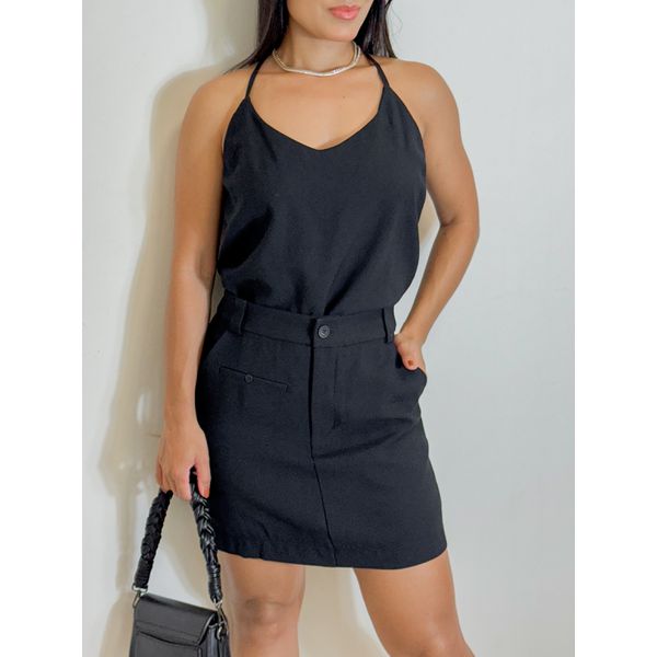 Saia Viscolinho Bruna Preto