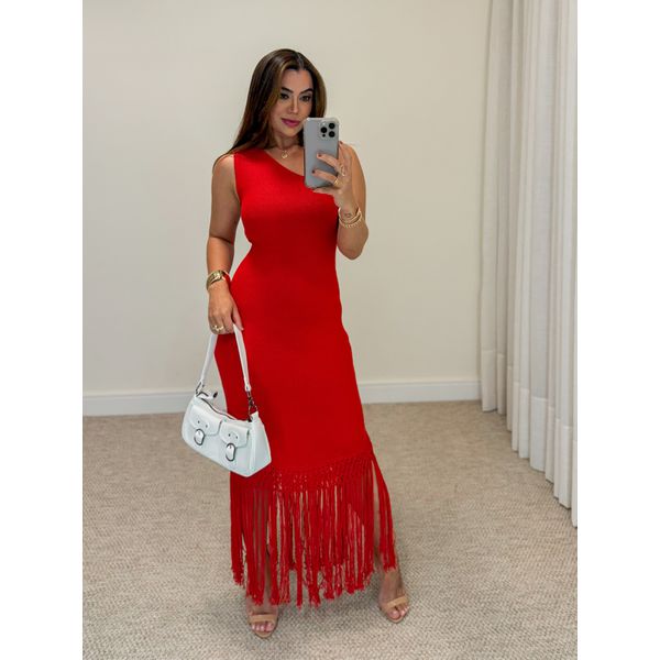 Vestido Clarice Franja Vermelho