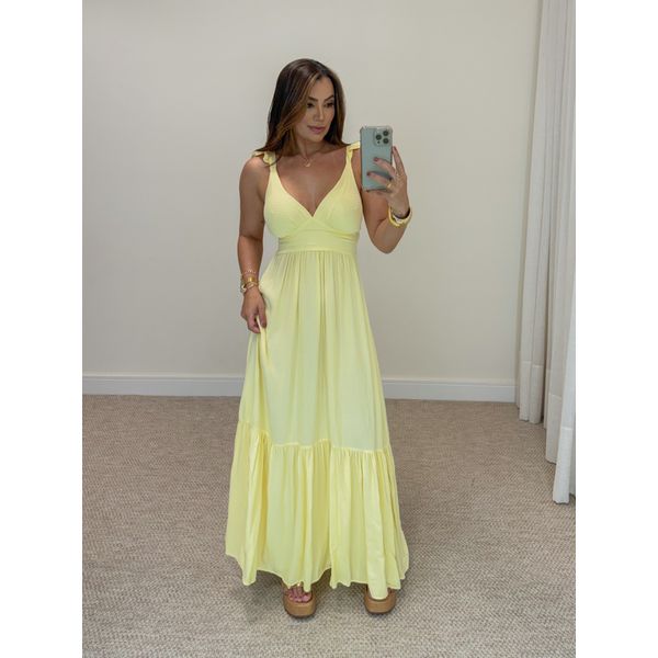 Vestido Alça Babado Barcelona Amarelo