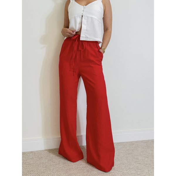 Calça Pantalona Andreia Vermelha 