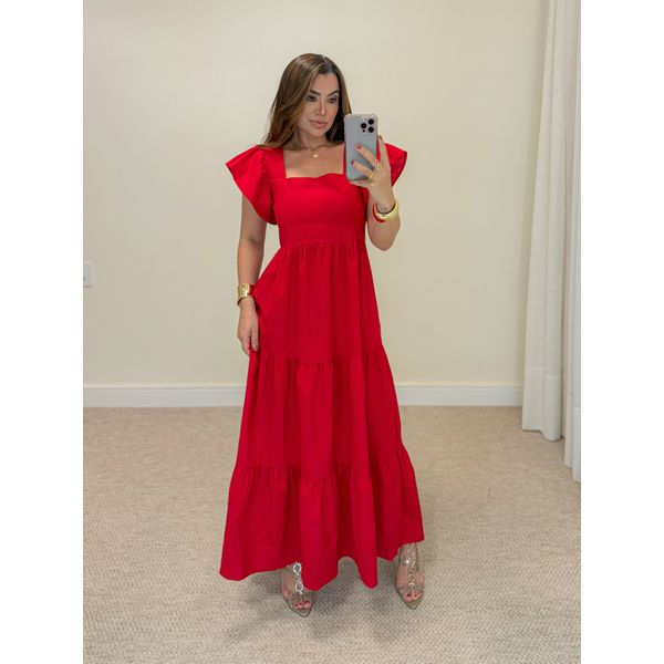 Vestido Tricoline Lucy Vermelho