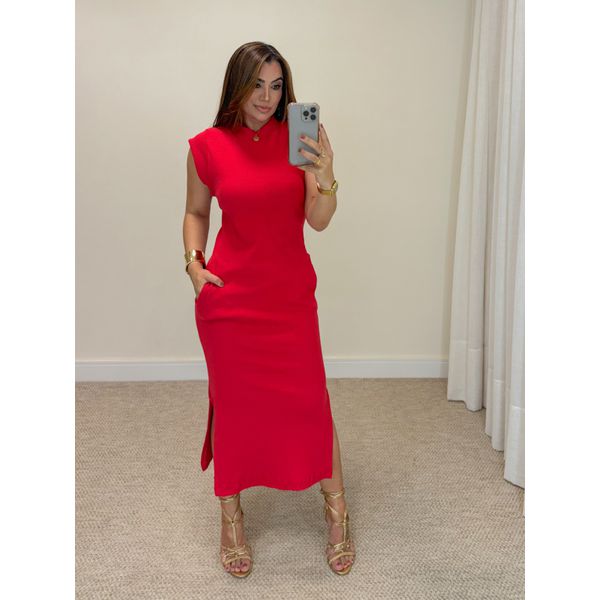 Vestido Canelado Muscle Tee Vermelho