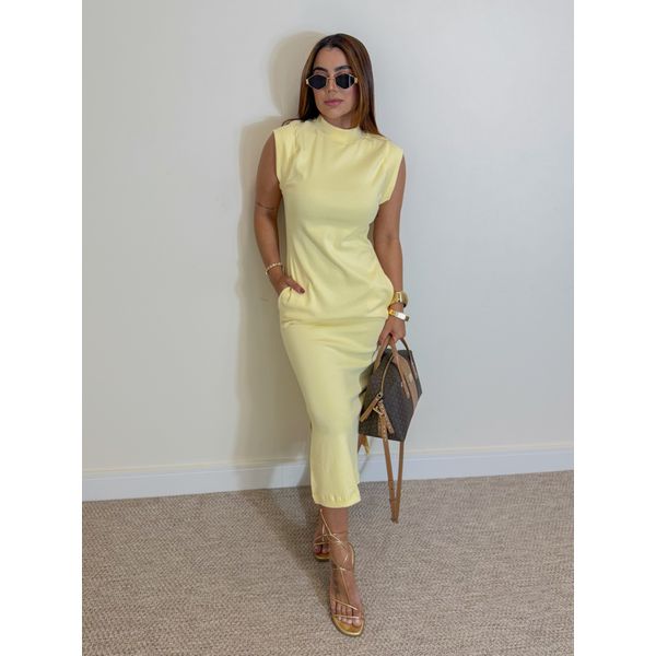 Vestido Canelado Muscle Tee Amarelo