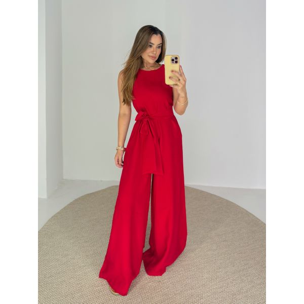 Macacão Pantalona Mônica Vermelho