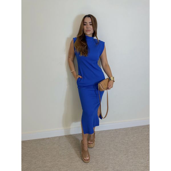 Vestido Canelado Muscle Tee Azul Royal