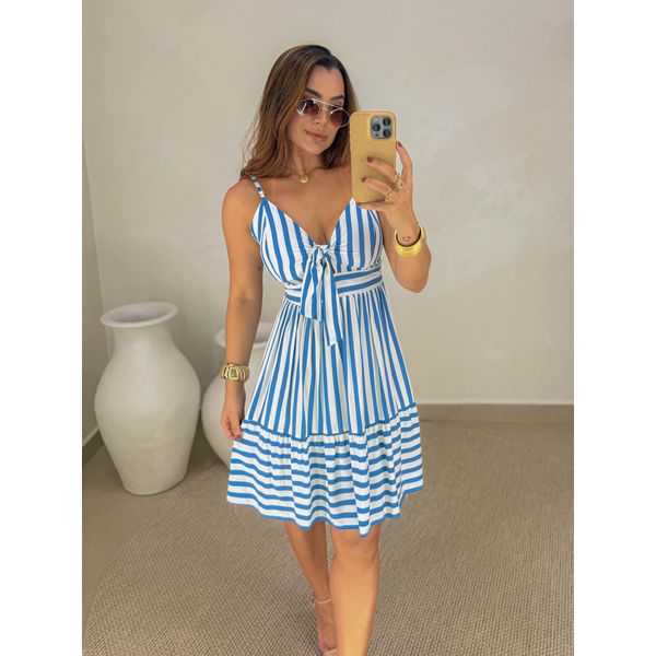 Vestido Listrado Suécia Azul 