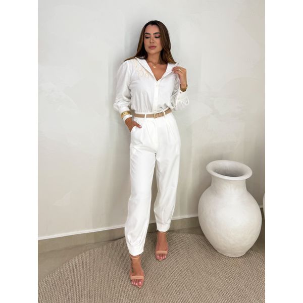 Calça Alfaiataria Cenoura Branca
