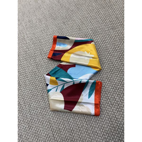 Lenço Cetim Abstrato Laranja