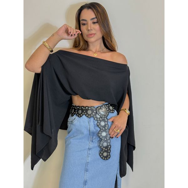 Blusa Capa Nicole Preto