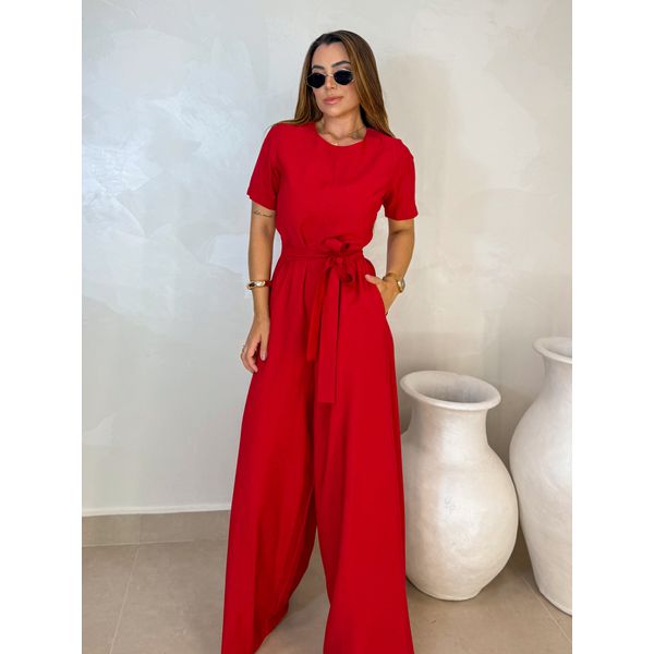Macacão Manguinha Sabrina Vermelho