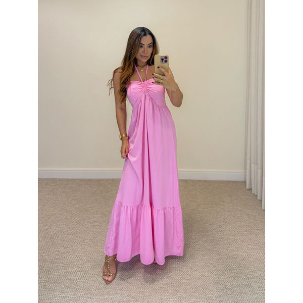 Vestido Midi Amanda Tomara Que Caia Rosa