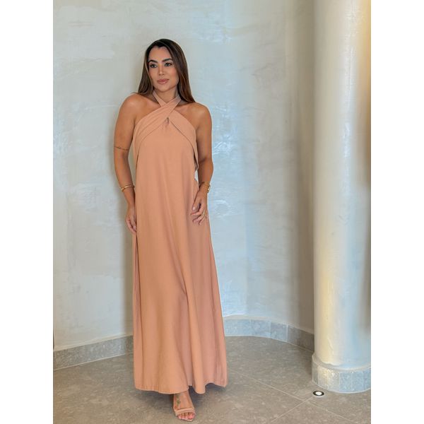 Vestido Midi Frente Única Melina Cappuccino