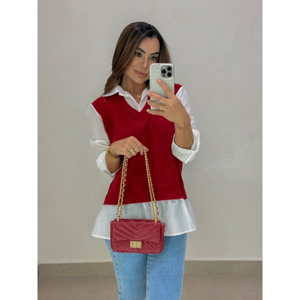 Bolsa Couro Metal Cereja