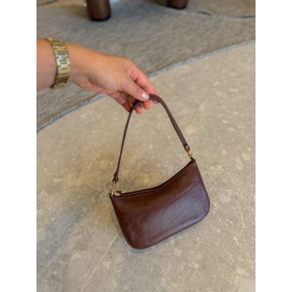 Bolsa Couro Zíper Marrom