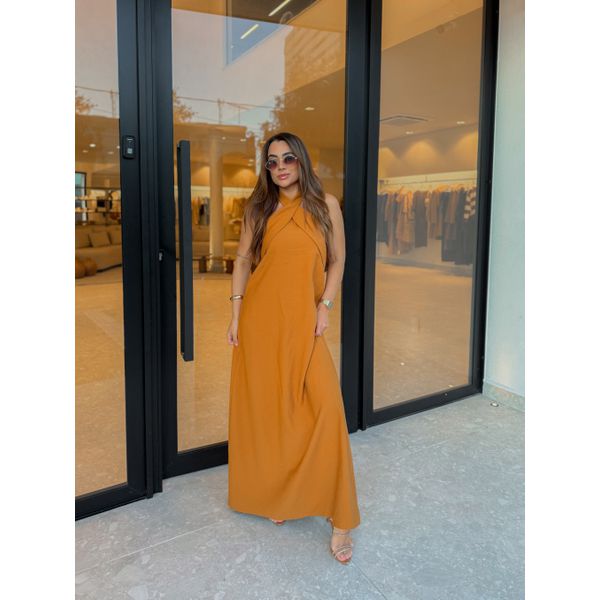Vestido Midi Frente Única Melina Camelo
