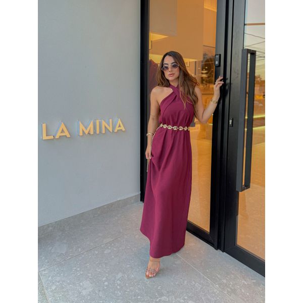 Vestido Midi Frente Única Melina Cereja