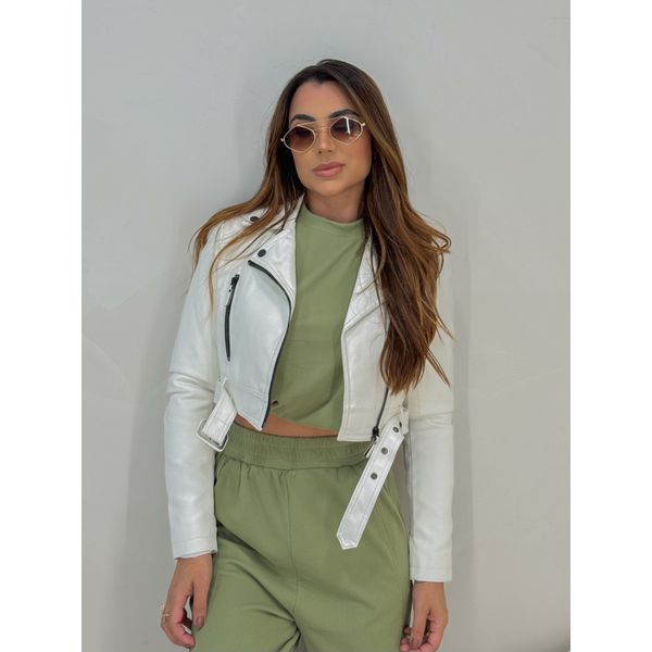 Jaqueta Couro Fake Ivy Branca