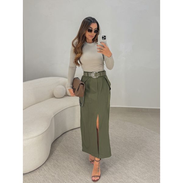 Saia Midi Francine Militar 
