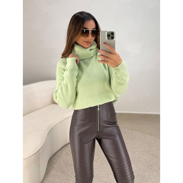 Blusa Tricot Gola Marina Verde