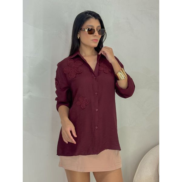 Camisa Bordada Paris Cherry