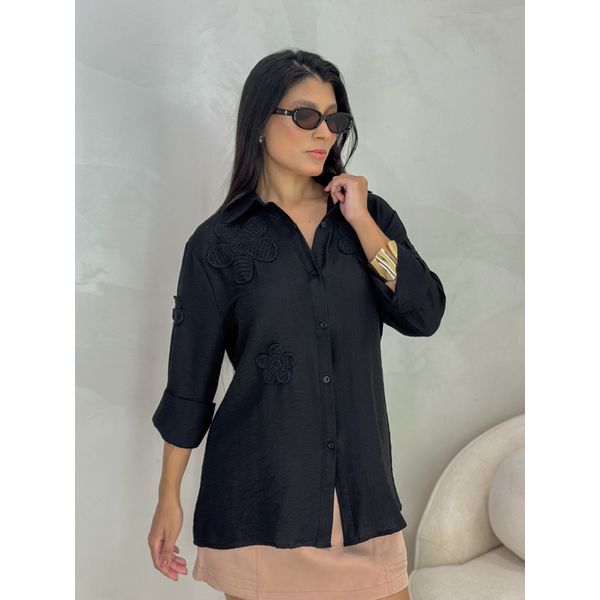 Camisa Bordada Paris Preto