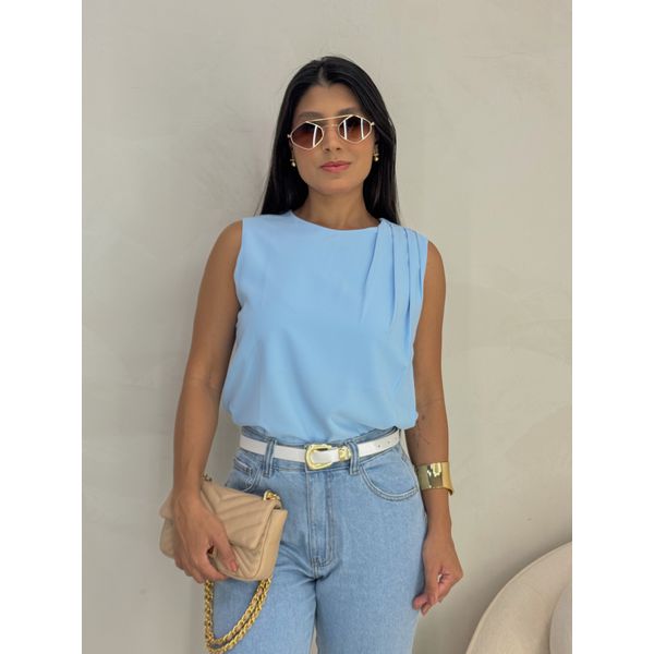 Blusa Regata Ana Azul Bebê