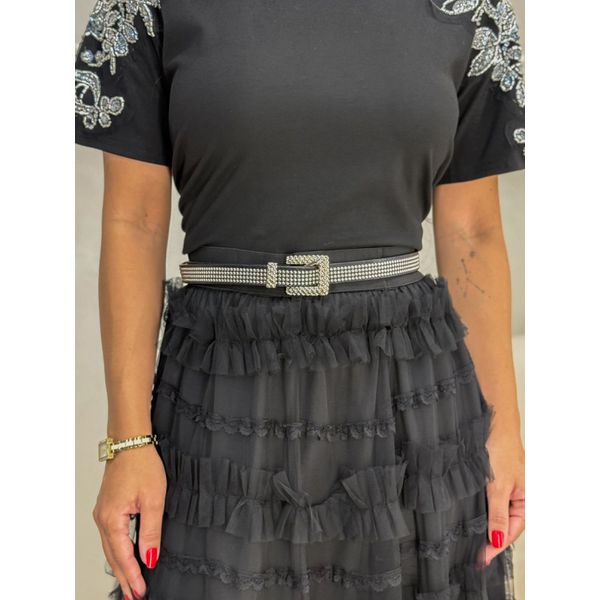 Cinto Preto Strass