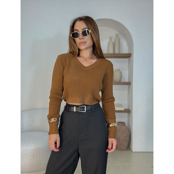 Blusa Tricot Rosana Marrom