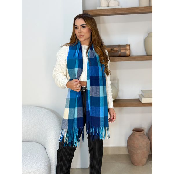 Cachecol Xadrez Azul