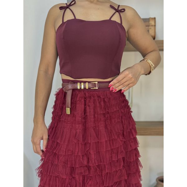 Cinto Couro Fininho Metal Cherry