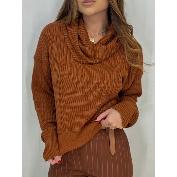 Blusa Tricot Gola Barcelona Caramelo