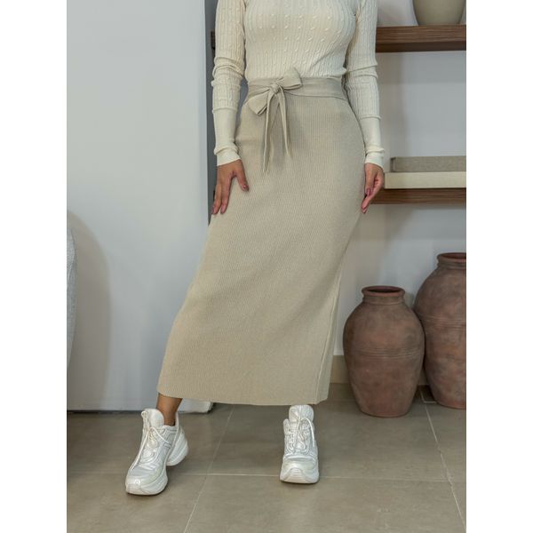 Saia Midi Tricot Lilly Areia