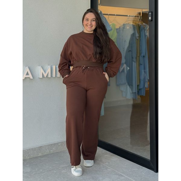 Conjunto Moletom Pantalona Marrom