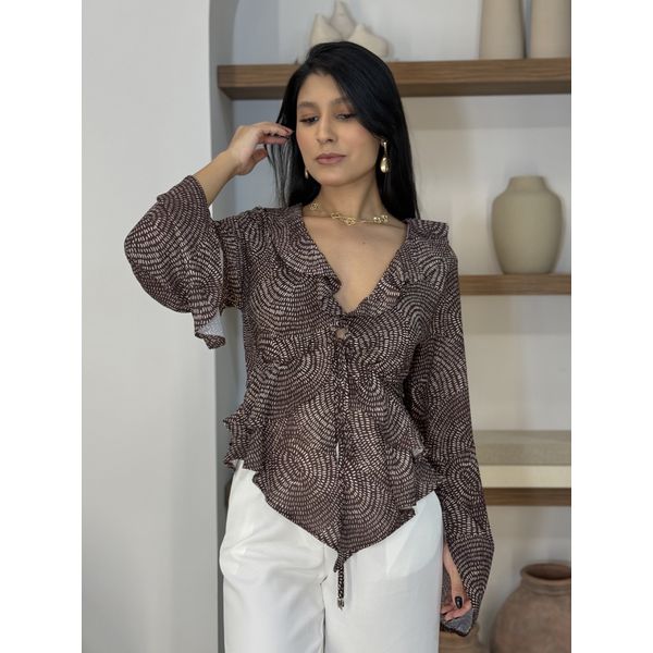 Blusa Estampada Adriele Café 
