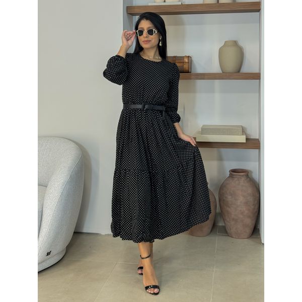 Vestido Longo Poá Preto