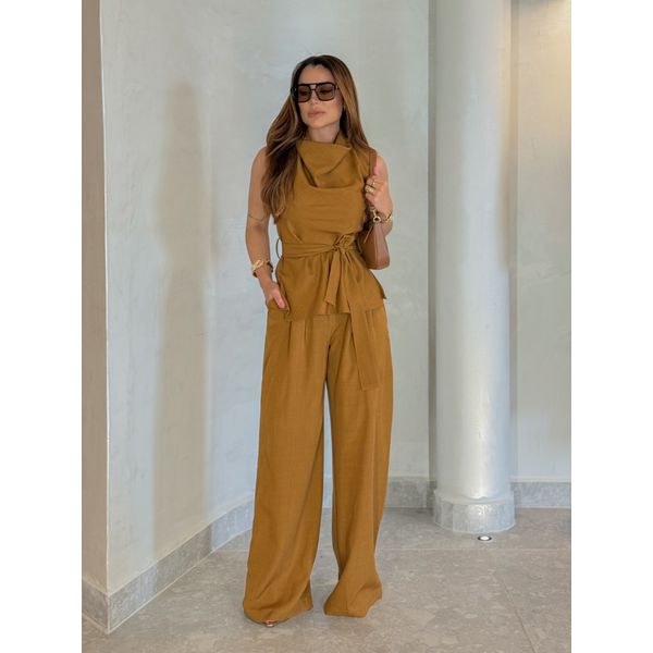 Conjunto Calça Bruxelas Camelo
