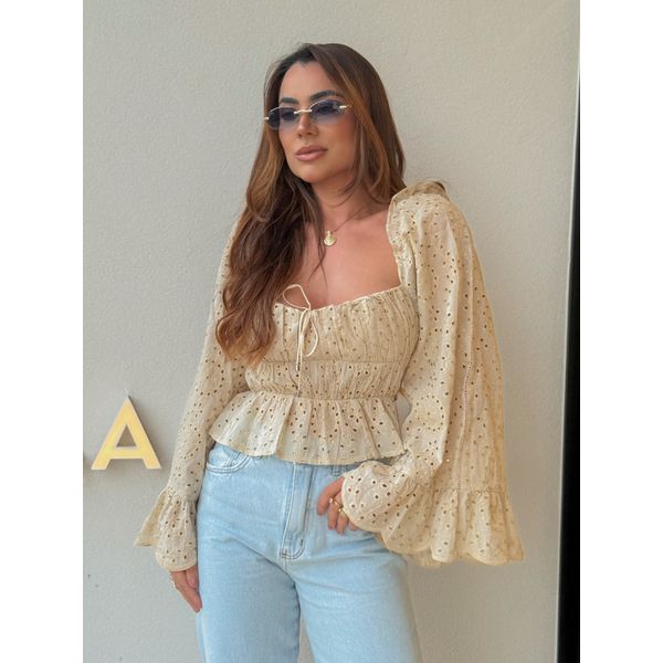 Blusa Ombro a Ombro Laise Cappuccino