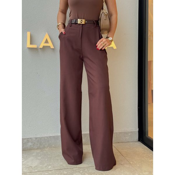 Calça Pantalona Beatriz Café