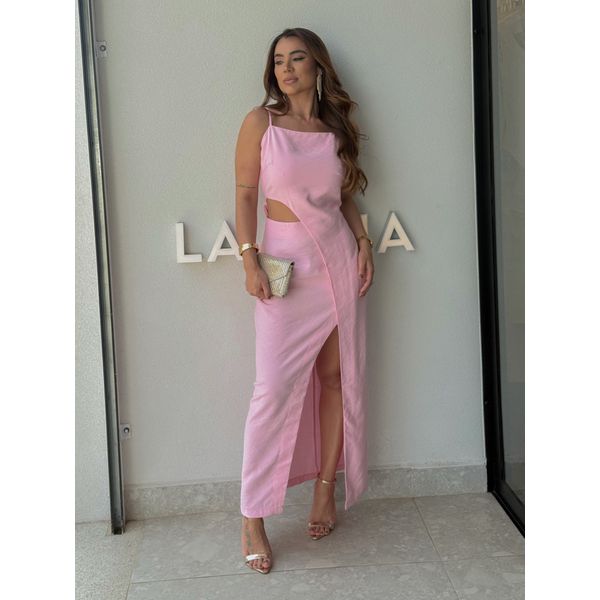 Vestido Midi Fenda Alexia Rosa