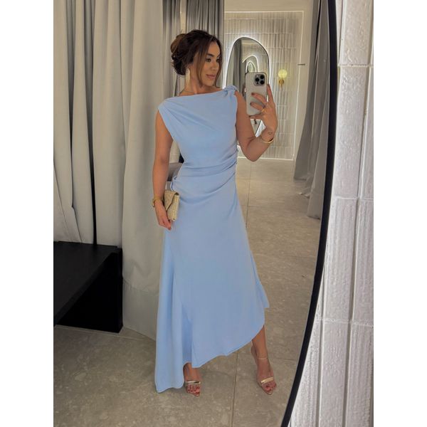 Vestido Franzido Francine Azul Bebê