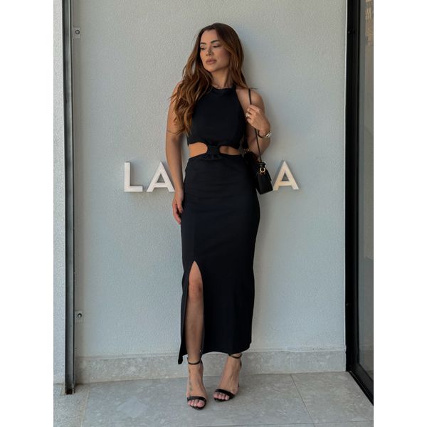Vestido Canelado Zuri Preto