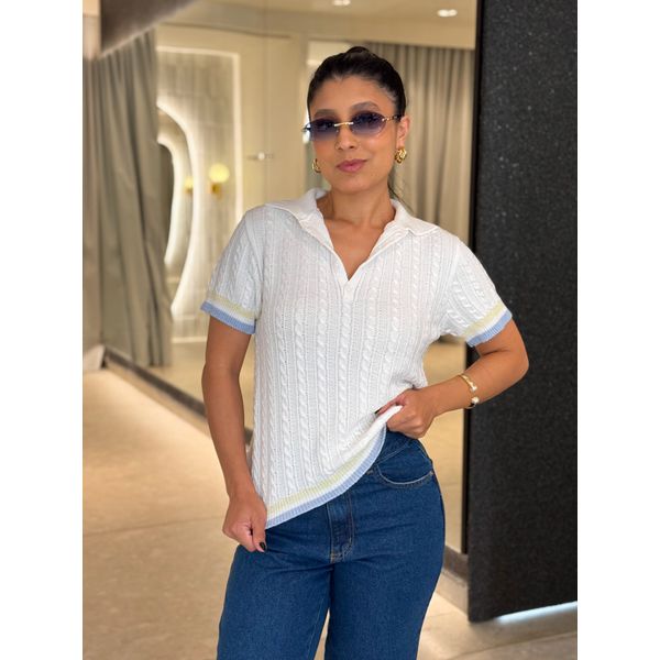 Blusa Gola Polo Bianca Off