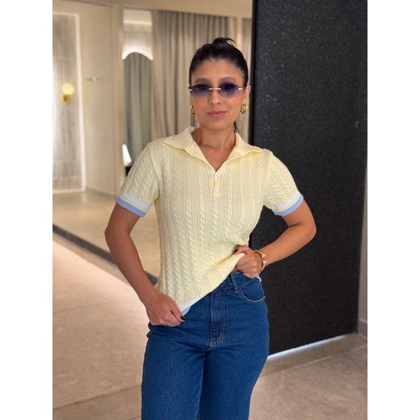 Blusa Gola Polo Bianca Manteiga