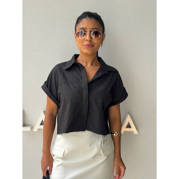 Camisa Cropped Jessica Grafite