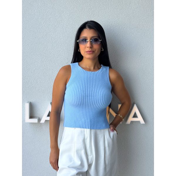 Cropped Tricot Celinne Azul Bebê 